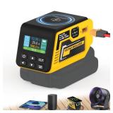 Hisecren 300W Adjustable Voltage Regulator Compatible with Dewalt 20V Battery, Adjustable 2-30V DC Output, 18W Type-A & PD3.0 100W Type-C Fast Charging, 15W Magnetic Wireless Charger