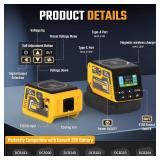 Hisecren 300W Adjustable Voltage Regulator Compatible with Dewalt 20V Battery, Adjustable 2-30V DC Output, 18W Type-A & PD3.0 100W Type-C Fast Charging, 15W Magnetic Wireless Charger