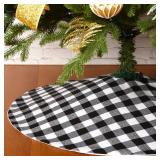 Sattiyrch Buffalo Plaid Christmas Tree Skirt 36 in,Black and White Buffalo Check Christmas Tree Skirt for Holiday Christmas Decorations (36in, White and Black)