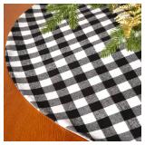 Sattiyrch Buffalo Plaid Christmas Tree Skirt 36 in,Black and White Buffalo Check Christmas Tree Skirt for Holiday Christmas Decorations (36in, White and Black)
