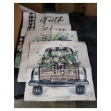 AVOIN colorlife Home Sweet Home Farmhouse Eucalyptus Leaves Throw Pillow Covers, 18 x 18 Inch Truck Stripes Buffalo Plaid Cushion Case Decorations Set of 4