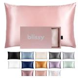 Blissy Silk Pillowcase - 100% Pure Mulberry Silk - 22 Momme 6A High-Grade Fibers - Silk Pillow Cover for Hair & Skin - Regular, Queen & King (Pink, Standard)
