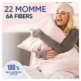 Blissy Silk Pillowcase - 100% Pure Mulberry Silk - 22 Momme 6A High-Grade Fibers - Silk Pillow Cover for Hair & Skin - Regular, Queen & King (Pink, Standard)