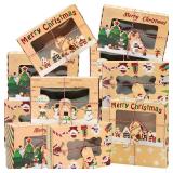 Giaueoa MultiPcs Christmas Cookie Boxes with Window and Lid, Christmas Bakery Treat Boxes for Gift Giving, Food Packaging, Xmas Party Supplies Cupcakes Dessert Containers