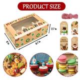 Giaueoa MultiPcs Christmas Cookie Boxes with Window and Lid, Christmas Bakery Treat Boxes for Gift Giving, Food Packaging, Xmas Party Supplies Cupcakes Dessert Containers