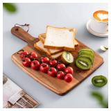 Acacia Wood Cutting Board - Wooden Kitchen Cutting Board for Meat, Cheese, Bread,Vegetables &Fruits- Charcuterie Board Cheese Serving Board with Handle (15.3x10.2)