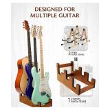 STRICH Wooden Guitar Stand for Multiple Guitars, 3-Holder, Front Display Space-Saving Floor Guitar Rack for Home, Studio, Stage, Mahogany Color, L-2E1AM (For 2 Electric+1 Acoustic)
