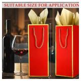 TaoBary 50 Pcs Wine Gift Bags and Gold Wrapping Paper Set Wine Bags for Bottle Bulk 4 x 5 x 13 Inch Champagne Gift Paper Sack with Handles for Valentines Day Appreciation Wedding Anniversary