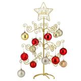 Otoolling 2 FT Jesus Iron Christmas Tree Ornament Display Stand with Hanger Hook Metal Ornament Display Tree Stand Hanger for Jesus Christmas Balls Bauble Decorations Gift Craft Tabletop (Gold)
