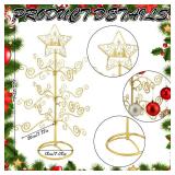 Otoolling 2 FT Jesus Iron Christmas Tree Ornament Display Stand with Hanger Hook Metal Ornament Display Tree Stand Hanger for Jesus Christmas Balls Bauble Decorations Gift Craft Tabletop (Gold)