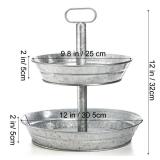 Okllen 2 Pack Galvanized Serving Stand, Metal 2 Tier Cupcake Tray Stand, Vintage Dessert Appetizer Display Stand, Rustic Home and Garden Display Stand for Country Farmhouse, Kitchen