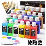 Nicpro 24 Colors Fabric Paint (2oz/60ml), Permanent Soft Fabric Paint Set with Brushes, Palette, Stencils, Non-Toxic Textile Paint for Fabric DIY Crafts, T-Shirts, Shoes, Jeans, Bags, Furniture, Art