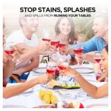 NORZEE 6-Pack White Disposable Plastic Tablecloths, 84 Plastic Table Cloth, Round Table Cover Gold CONFETY (6, White Gold)