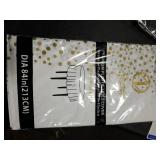 NORZEE 6-Pack White Disposable Plastic Tablecloths, 84 Plastic Table Cloth, Round Table Cover Gold CONFETY (6, White Gold)