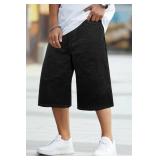 GINGTTO Mens Baggy Jorts Y2k Long Black Jean Shorts for Men 90s Wide Leg Denim Shorts Men Loose Hip Hop 36