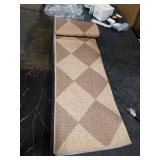 Lahome Checkered Easy Jute Runner Rug, 2x6 Kitchen Mats for Floor Non Slip Washable Entryway Runner, Checkerboard Nature Indoor Outdoor Carpet for Hallway 6ft Entry