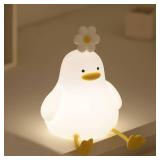 DEALFUN Cute Cartoon Nursery Night Lights, Animal Design Safe Silicone Soft LED Nursery Lamp for Toddler Room Decoration (Flower Duck)