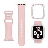 Adorique 2-in-1 Compatible for Apple Watch Band 40mm 41mm 44mm 45mm, Soft Silicone Sport Strap for iWatch Series SE 9 8 7 6 5 4, Black Women (Without Screen Film)