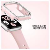 Adorique 2-in-1 Compatible for Apple Watch Band 40mm 41mm 44mm 45mm, Soft Silicone Sport Strap for iWatch Series SE 9 8 7 6 5 4, Black Women (Without Screen Film)