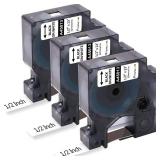 3-Pack Label Maker Tape Compatible with DYMO D1 Label Tape 45013 S0720530 Replace for D1 A45013 Refills, Black on White, 1/2 In x 23Ft, for Dymo LabelManager 160 420P 210D 280 360D PnP 220P 260P 500TS