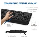 EDJO Wireless Keyboard, 2.4G Ergonomic Full Size Wireless Computer Keyboard with Wrist Rest for Windows, Mac OS Desktop/Laptop/PC Black MISSING 1 KEY