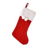 XAMSHOR Knit Christmas Stockings with Pom Poms, 20 Inches Classic Christmas Hanging Stocking, Xmas Decorations, Red