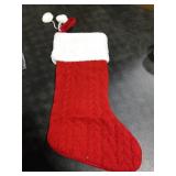 XAMSHOR Knit Christmas Stockings with Pom Poms, 20 Inches Classic Christmas Hanging Stocking, Xmas Decorations, Red