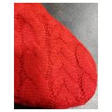 XAMSHOR Knit Christmas Stockings with Pom Poms, 20 Inches Classic Christmas Hanging Stocking, Xmas Decorations, Red