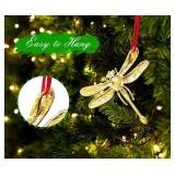 WALENGIF Dragonfly Ornament for Christmas Tree 2025 - Dragonfly Gifts for Women Metal Dragonflies Christmas Ornaments - Pink Dragonflies Decor for Family Friends Girls Kids Sisters
