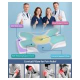 Cervical Neck Pillow for Pain Relief -Ergonomic Side Sleeper Pillow for Sleeping, Contour Memory Foam Pillows for Neck Support, Cooling Orthopedic Bed Rest Pillow for Back and Stomach Sleepers
