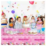 41 pcs Pink Cat Party Decoration Hello Cat Pink Kite Including 1pc Tablecover 20 pcs 7 inches Plates and 20 pcs 6.5 inches Napkins Cat Theme Birthday Party Decoration Favor Sets (41pcs hot pink)