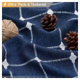 BTTN Extra Long Shower Curtain - 72x96 Inch Long Boho Chic Linen Fabric Heavy Duty Shower Curtain Set with Hooks, Tall Bohemian Farmhouse Shabby Chic Tassel Shower Curtains for Bathroom - Navy Blue