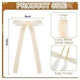 Glitinsel Beige 24 Pcs Velvet Bows Christmas Tree Ornaments Valentines Day Bows Decoration for Garland Home Coquette Wedding Decor (9 x 13 Inch,Width of 1)