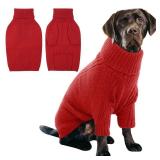 IECOii XL Dog Sweater,Winter Doggy Clothes for Large Dogs Girl Boy,Warm Pullover Xmas Dog Sweater Turtleneck,Lightweight & Good Stretch for Active Dogs Like Beagle,Border Collie (Red,XLarge)