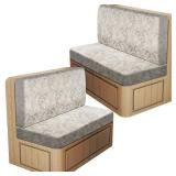 Leather Look RV Dinette Cushion Covers, Stretch Camper Cushion Slipcovers for Travel Trailer Couch RV Booth Seat, Replacement Camper Sofa Chair Protector (2 Backrest Cover & 2 Bench Cover,Griege)