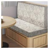 Leather Look RV Dinette Cushion Covers, Stretch Camper Cushion Slipcovers for Travel Trailer Couch RV Booth Seat, Replacement Camper Sofa Chair Protector (2 Backrest Cover & 2 Bench Cover,Griege)