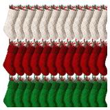 Hungdao Christmas Stockings Bulk Mini Knitted Xmas Socks 8.3 Inch Rustic Double Sided Fireplace Hanging Stockings Vintage Mini Socks for Christmas Decoration (Red,Green,White)