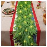 Dapclca Norfolk Pine Garlands with Light Pre-Lit Christmas Garland, Dense Norfolk Pine Real Touch Garland for Table, Mantle, Stairs, Wall, Premium Indoor/Outdoor Christmas Decorations (1, 9ft)