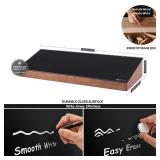 Desktop Black Glass Dry Erase Board with Wood Organizers for Small Office Supplies, Desk Whiteboard with Drawer for Home Office Cubicle, Accessories Included, Yeoux NO MARKER