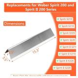 QuliMetal 7635 Grill Flavorizer Bars for Weber Spirit E210, E220, S210, S215, Spirit 200 & GS4 Spirit II E210, Spirit II E220 Grills with Front Control, Stainless Steel 15.3 Flavorizer Bars