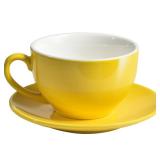 ionEgg Porcelain Coffee Cup with Saucer 220ml/7.3oz for Cappuccino, Latte, and Tea, Yellow