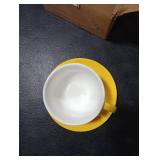 ionEgg Porcelain Coffee Cup with Saucer 220ml/7.3oz for Cappuccino, Latte, and Tea, Yellow