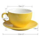 ionEgg Porcelain Coffee Cup with Saucer 220ml/7.3oz for Cappuccino, Latte, and Tea, Yellow