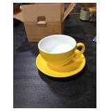 ionEgg Porcelain Coffee Cup with Saucer 220ml/7.3oz for Cappuccino, Latte, and Tea, Yellow
