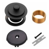 Black Bathtub Drain Conversion Kit Assembly with Single Hole Overflow Faceplate, Wellup All Metal Lift and Turn Tub Drain Twist Trim Kit with Universal Fine/Coarse Thread(Matte Black)