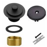 Matte Black Tub Drain and Overflow Kit with Single Hole Overflow Faceplate, Welsan Universal All Metal Lift & Turn Black Bathtub Drain Kit with Fine/Coarse Thread Conversion Twist Trim Kit Assembly
