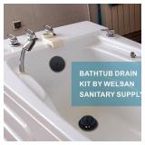 Matte Black Tub Drain and Overflow Kit with Single Hole Overflow Faceplate, Welsan Universal All Metal Lift & Turn Black Bathtub Drain Kit with Fine/Coarse Thread Conversion Twist Trim Kit Assembly