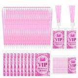 FIONUPI 25 Sets VIP Badges with Lanyards Plastic Clear Backstage Pass Cards Bulk Pink Breakaway Lanyard for Quince Concert Event Birthday Movie Night Party Organizer