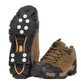 EZ2LIVE Ice Cleats crampons for Shoes and Boots, Ice Snow Grips for Winter Walking Traction, Anti-Slip Ice Traction Cleats with 10 Steel Studs Crampons Gripper Spikes for Shoes Men Women