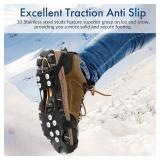 EZ2LIVE Ice Cleats crampons for Shoes and Boots, Ice Snow Grips for Winter Walking Traction, Anti-Slip Ice Traction Cleats with 10 Steel Studs Crampons Gripper Spikes for Shoes Men Women
